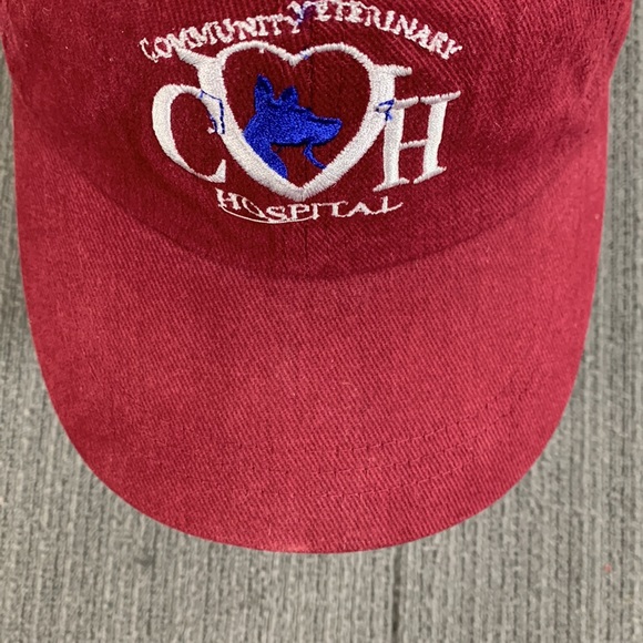 Community Veterinary Hospital Baseball Hat Unisex Burgundy Strapback Headshots - Picture 4 of 13